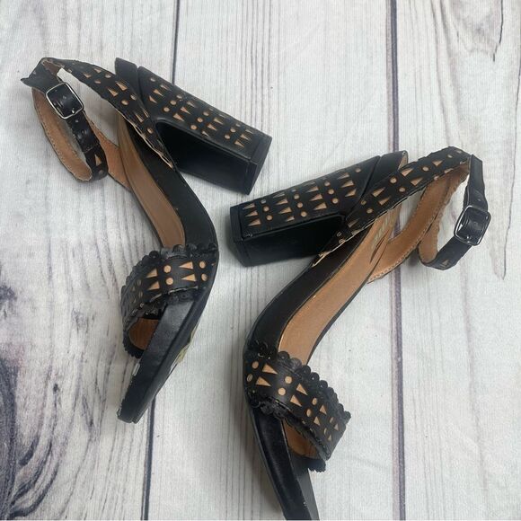 Plume by Farylrobin Black Slingback Chunky 4'' Pumps Block Heels Womens Size 7.5 - Picture 6 of 9